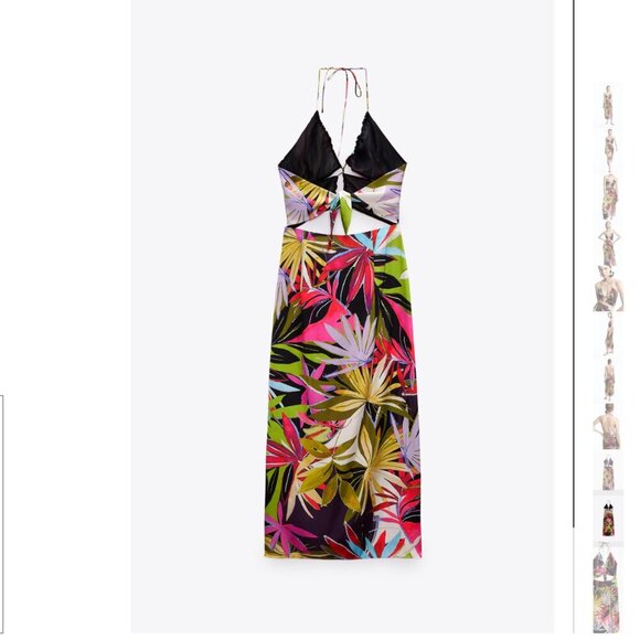 TROPICAL PRINT CUT OUT DRESS Size M NEW WITH TAG! - Picture 11 of 12